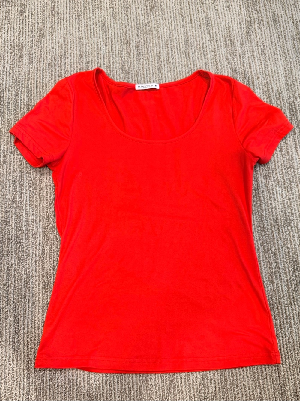 Mango Bright Red Scoop Neck Short Sleeve Tee